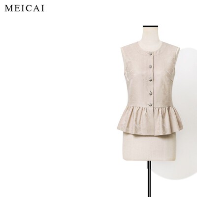 美裁 高奢优雅系列 定制41姆米重乔丝毛复古气质提花马甲