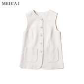 背心收腰廓形西装 雨露金丝亚麻无袖 马甲女夏 奢感鎏金 美裁