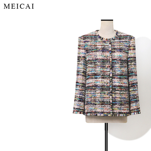 美裁“白夜烟花”CH同源法国进口SCOP混彩羊毛粗花呢外套