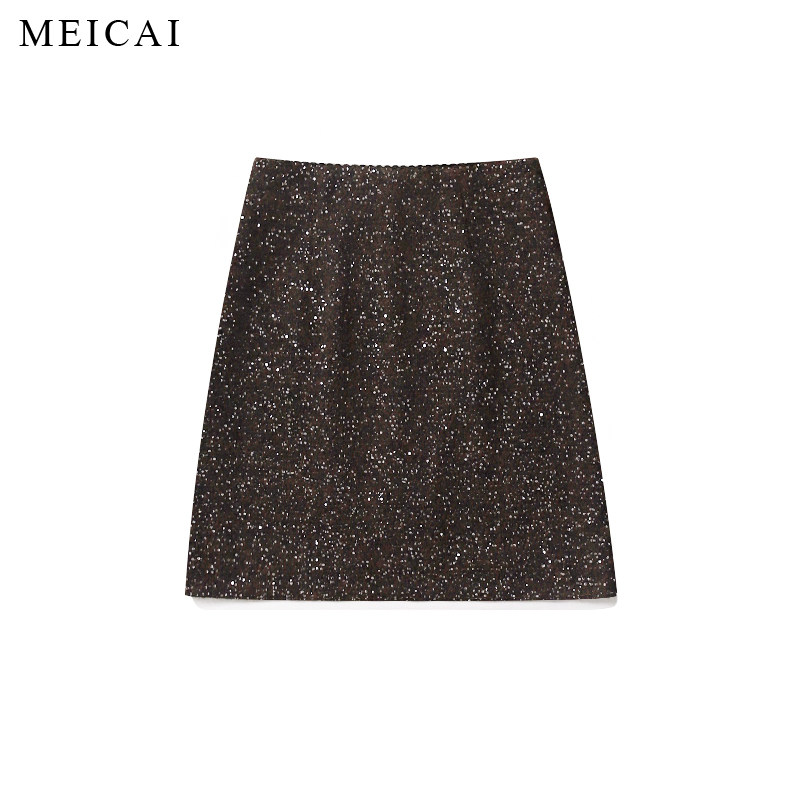 美裁“榛果碎钻”时髦佰搭亮片毛呢棕色A字半身裙裤裙,女装/女士精品,半身裙,淘宝优惠券,粉丝福利购,淘宝优惠卷