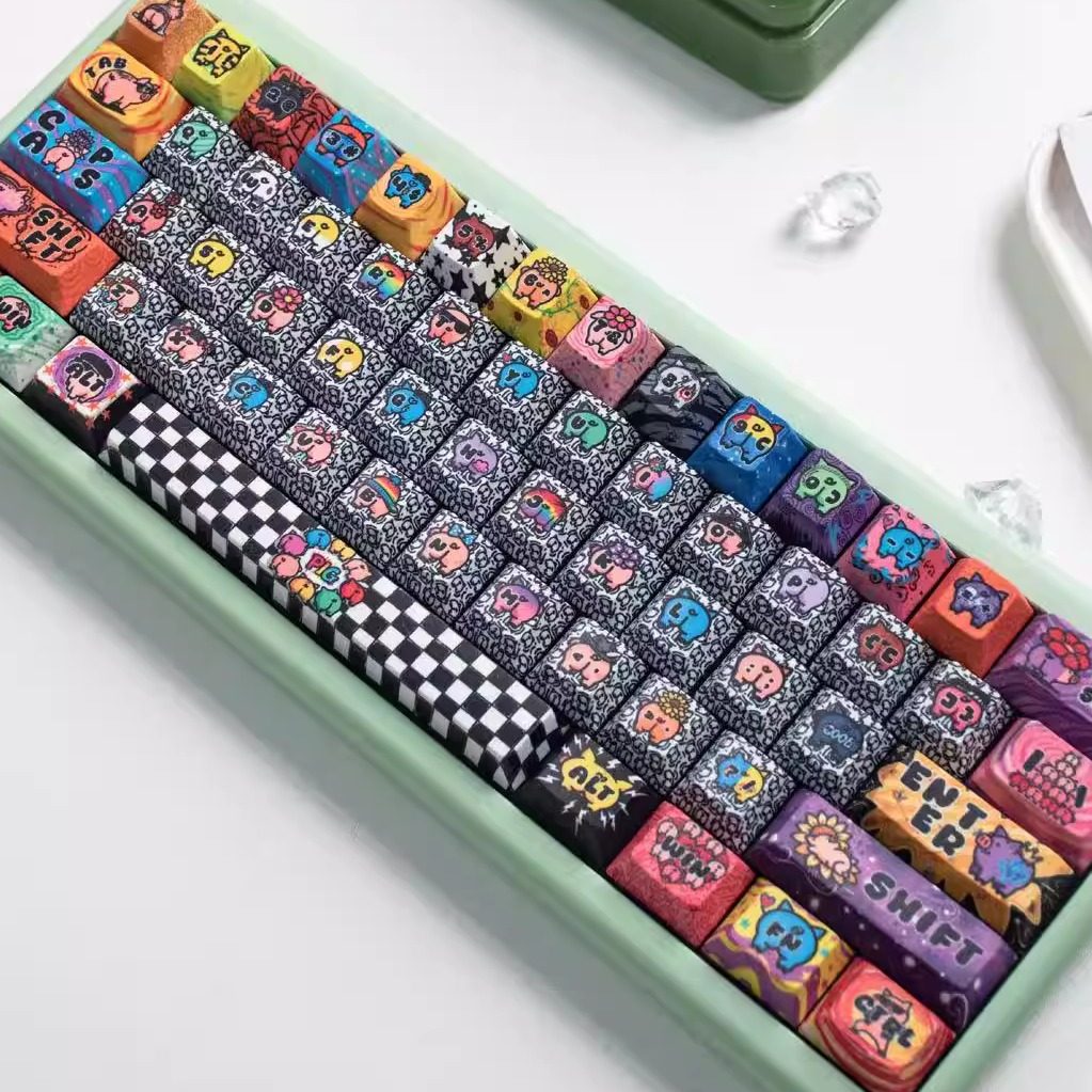 创键宇宙原创设计彩虹屁键帽PBT原厂高度适配磁轴机械键盘133颗