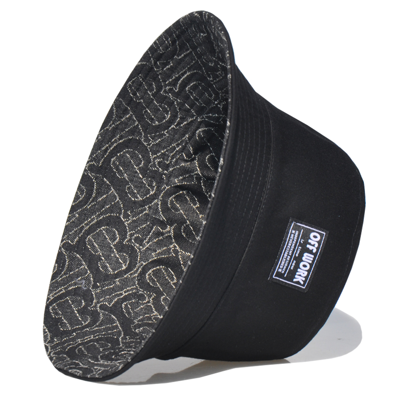 女高端字母刺绣双面盆帽渔夫帽