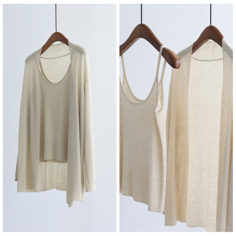 清爽纸片人亚麻莱赛尔两件套夏季