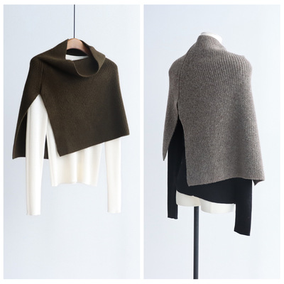 时髦加厚高领披肩针织围巾25秋冬