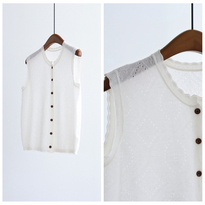 扬子羊毛纱法式类似薄款圆领无袖