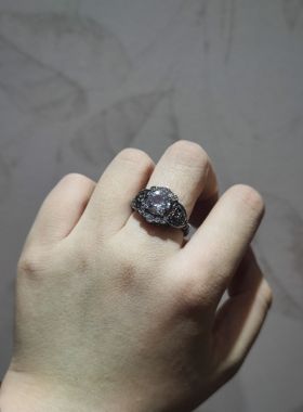 2025新品小众ins风天然白水晶蕾丝托开口调节戒指水晶饰品