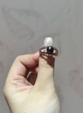 2025新品小众陨石边大溪地珍珠个性托天然开口可调节戒指饰品礼物