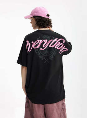 国潮设计|蝙蝠袖印花T恤2025年春夏美式街头潮牌纯棉宽松短袖上衣