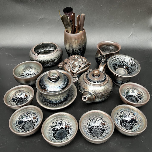 正宗建阳建盏原厂地铁胎原矿釉