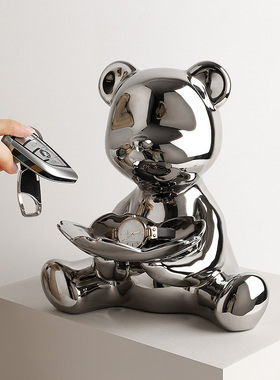 贝汉美客厅轻奢陶瓷暴力熊摆件电视柜家居装饰品玄关托盘跨境