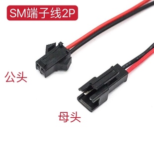 20cm黑色头 公母一套对插线LED电源连接线10cm SM端子线2P 2.54mm