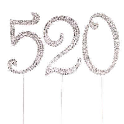 网红大号数字银色镶钻石数字生日蛋糕装饰创意拍照道具女朋友插件