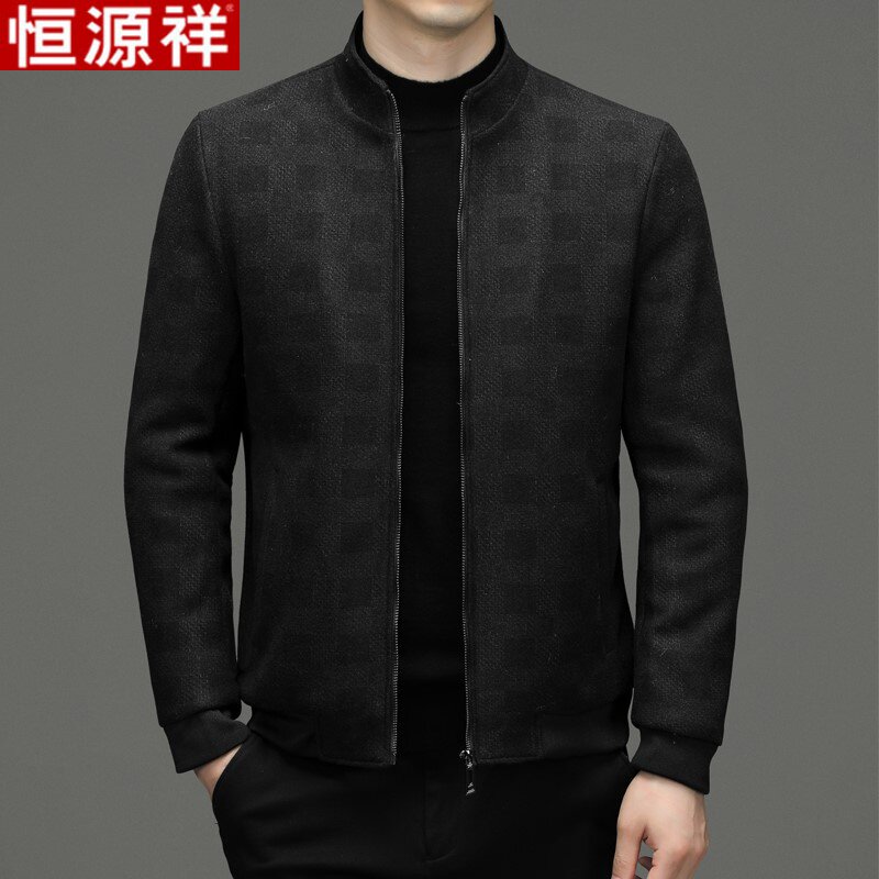 恒源祥男士加棉夹克衫老花商务保暖短款秋冬外套呢子茄克爸爸装怎么看?