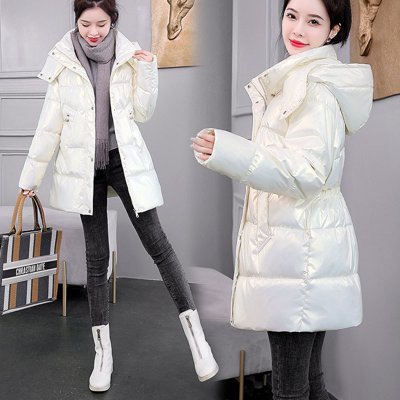 免洗气质亮面羽绒棉服女2022年新款冬季中长款修身显瘦加厚保暖潮