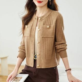 短款外套女士春秋款2024新款早秋羊毛针织开衫小香风外搭上衣初秋