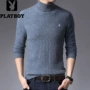 Playboy đích thực mùa thu đông mới áo len cao cổ nguyên chất áo len dài tay áo len mỏng nam hàn quốc - Áo len cổ tròn shop đồ nam
