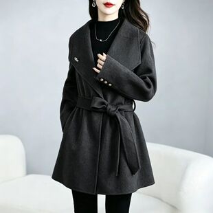 双面羊毛大衣女中长款2026年新款韩版修身显瘦高端毛呢子外套秋冬