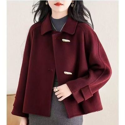 牛角扣高级感毛呢子外套女
