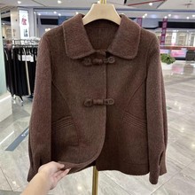 中年呢子大衣女士短款2025新款大码宽松小个子胖妈妈春秋毛呢外套