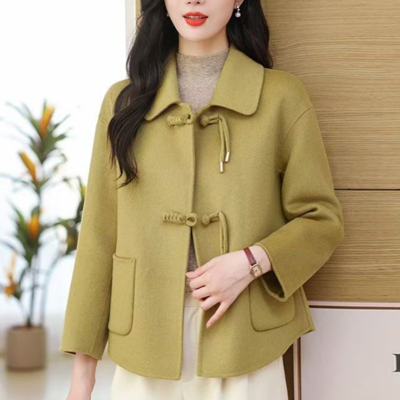 2024新款红色中式短款双面呢羊毛大衣女国风盘扣流苏小个子外套女,女装/女士精品,毛呢外套,淘宝优惠券,粉丝福利购,淘宝优惠卷