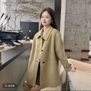 新款 羊毛呢小个子百搭显瘦休闲外套秋冬 高级感双面呢大衣女中长款