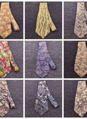 vintage古着花纹巴洛克欧美男士油画抽象宫廷复古风真丝领带S36