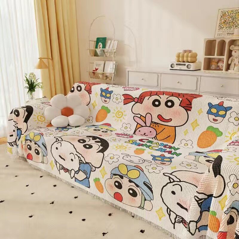 卡通蜡笔小新沙发盖布一片式全盖套罩防猫沙发垫全包盖巾四季通用