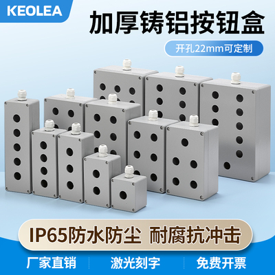 金属按钮盒铸铝防水控制盒急停操作盒keolea22MM空盒铝合金防冲击