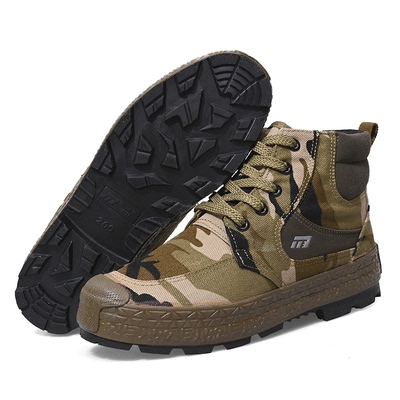 1137春秋单鞋高帮帆布鞋户外登山鞋防滑耐磨农田干活鞋胶鞋工作鞋