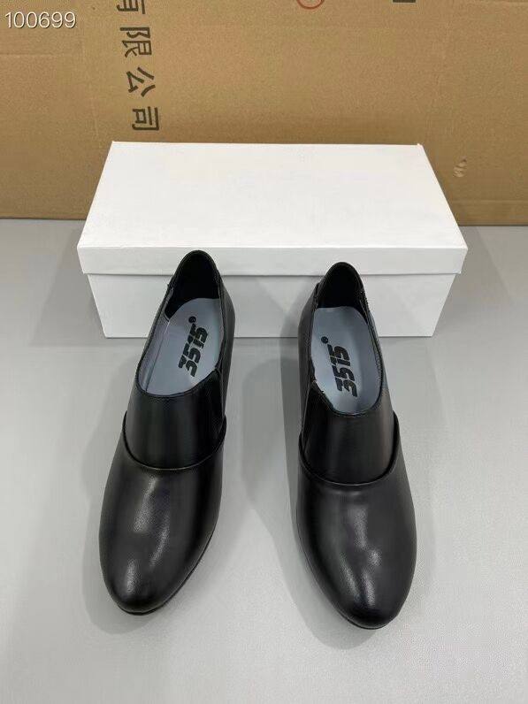 3515春秋夏季女皮鞋黑色常服单鞋牛皮35-41码深口浅口工装鞋高跟