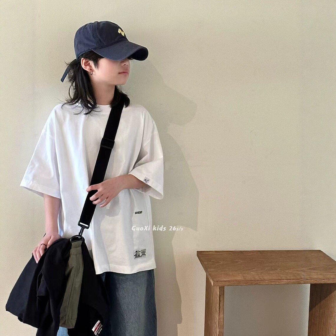 GUOXI果皙2026春夏新款儿童纯色短袖T恤男女童休闲宽松纯棉上衣潮