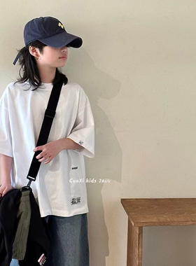 GUOXI果皙2026春夏新款儿童纯色短袖T恤男女童休闲宽松纯棉上衣潮