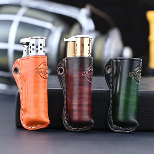 适合于日本道格拉斯DOUGLASS/Win煤油打火机手工植鞣保护牛真皮套