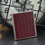 Импортный металлический японский оригинальный портсигар, из натуральной кожи