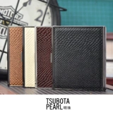 Импортный металлический японский оригинальный портсигар, из натуральной кожи