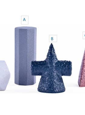 蓝白红色陶瓷多面体锥形摆件欧式客厅样板房展厅现代简约创意饰品