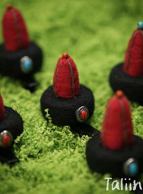 羊毛毡纯手工蒙古帽发夹头饰发饰