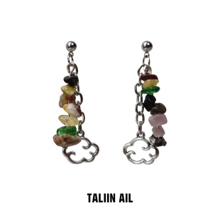 Taliin ail塔林艾力|彩色碎石串珠云朵耳饰耳坠耳钉复古气质