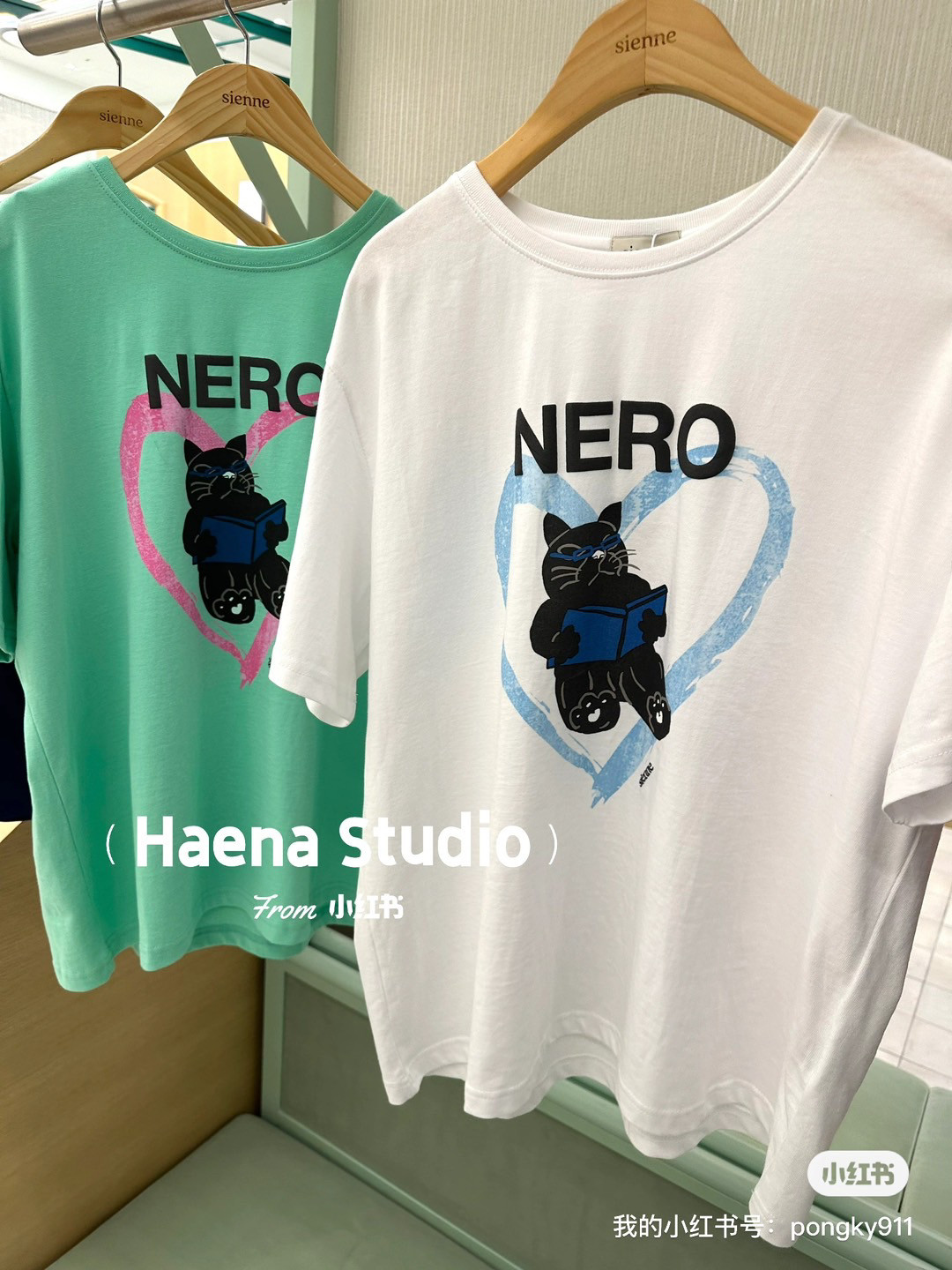 韩国直邮～sienne～24猫猫半袖体恤～肩45胸55.5长67～