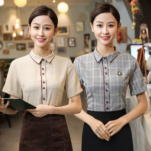 时尚西餐厅服务员工作服夏装女火锅餐饮服装烘焙汉堡奶茶店短袖女