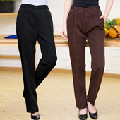 大码 子物业咖色保洁裤 松紧腰直筒裤 酒店客房服务员工作服黑色长裤