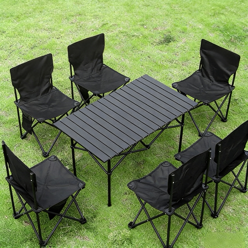 户外折叠桌椅野外露营蛋卷桌可携式月亮椅沙滩庭院烧烤摆摊桌凳套