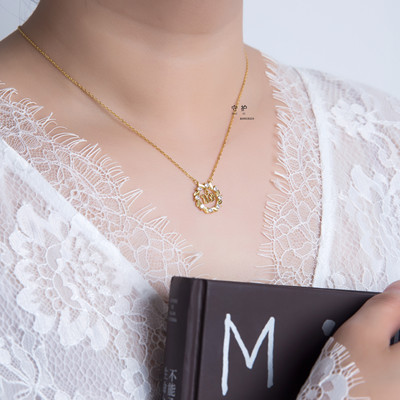 守护银橄榄枝五角星军恋项链