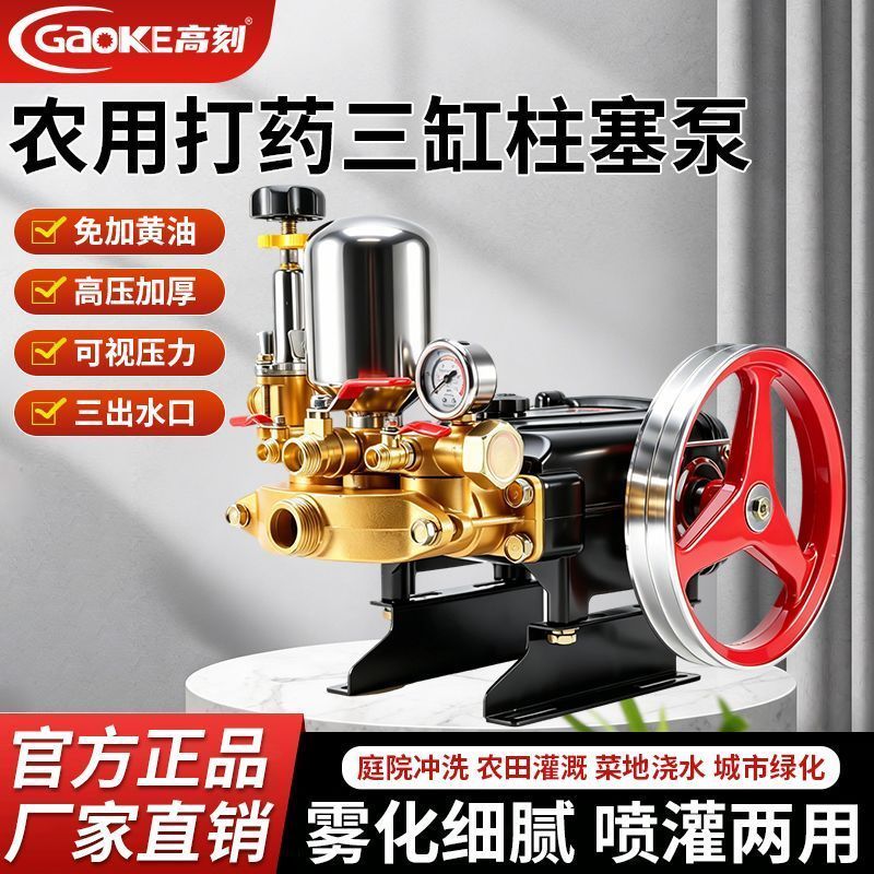 雾炮机洒水车高压26型水泵打药机工地三轮车除尘雾炮机三缸柱塞泵
