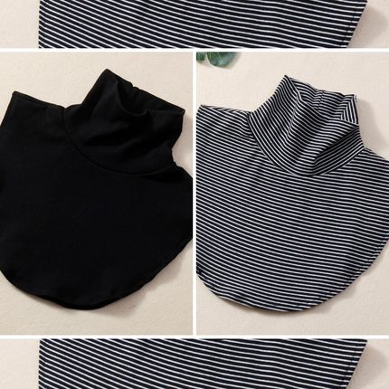高领假领子女百搭假领配卫衣秋冬季护颈围脖韩版装饰领弹力条纹领