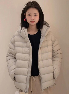 2025冬季新款排骨羽绒服女轻薄泡芙短款白鸭绒保暖连帽小个子外套