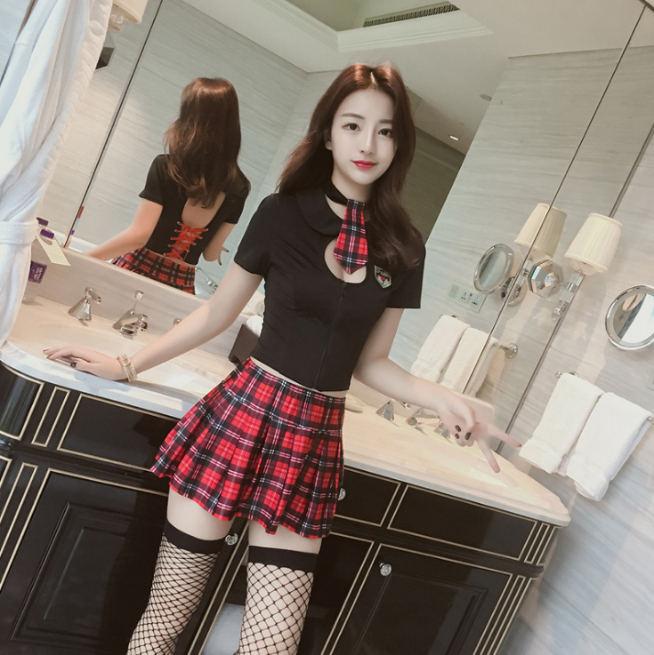 夜场酒吧短裙工服学生装水手服女主播制服夜店低胸女装性感套装裙