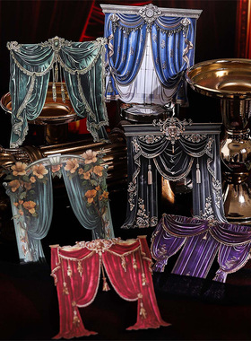 镂空硬卡咕卡痛包流麻巴洛克之帘窗帘复古手帐素材装饰拼贴黑暗