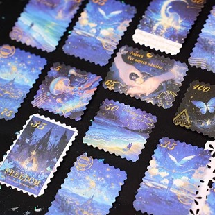 烫金邮票贴纸星月洄邮星空星辰梦幻盒装 意鸟手机壳手帐DIY素材