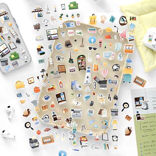 小辰光贴纸INS韩系日常生活小图案居家小物模切手账DIY素材装饰